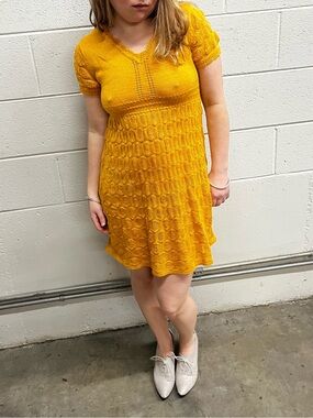 Knit yellow dress